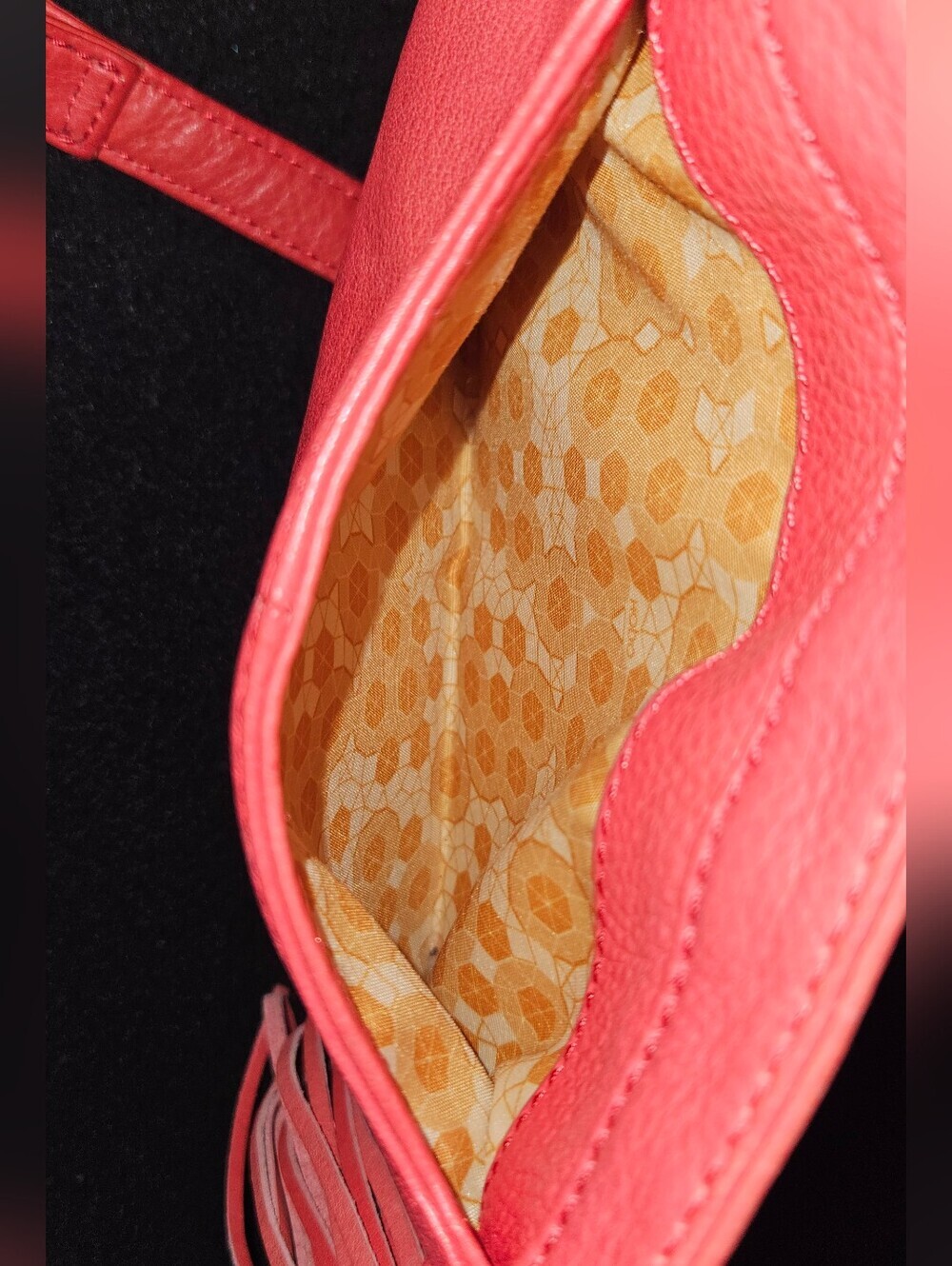 HOBO Cassie Coral Leather Crossbody with Fringe Tassel Hangtag - Picture 13 of 13
